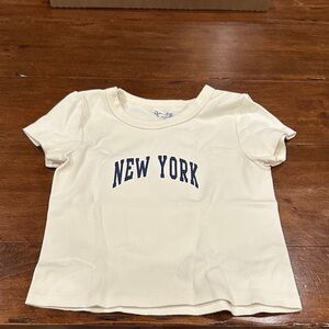 Brandy Melville Cream Tee with Navy Print